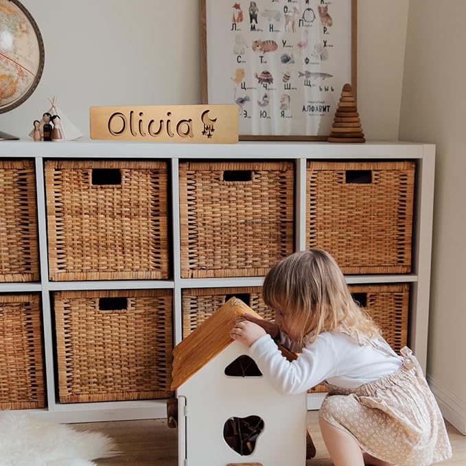 Personalized Baby Gift Name Night Light for Kids Nursery Decor with Engraved Text Greetings On Back, Baby 1st Birthday Gifts for Girl and Boy (Warm Light)