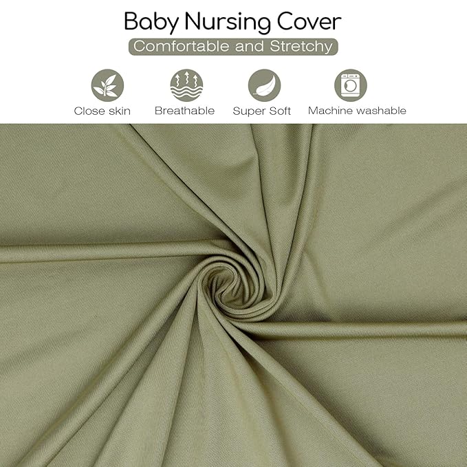 Nursing Cover & Baby Nursing Poncho,Multi Use Breastfeeding Cover for CarSeat Canopy, High Seat Cover, Stroller Cover, Shopping Cart Cover,Nursing Scarf for Boy and Girl by Kefee Kol (Green)