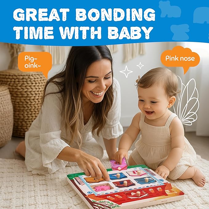 JoyCat Wooden Puzzles for Toddlers 1-3, Montessori Toys for 1 2 Year Old Boy Girl Birthday, Animal Matching Animal Body, Toddlers Puzzles Aged 2-4 for Preschool Learning Activities