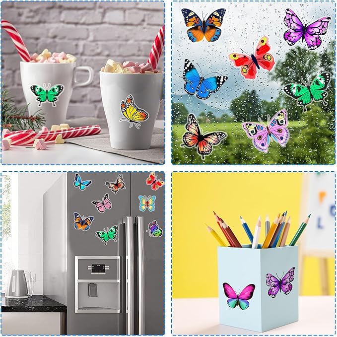 Window Clings Stickers for Kids Window Gel Clings Decals Thick Gel Clings Toddlers and Adults Classroom Home Nursery Airplane Birthday Party Supplies (Butterflies)