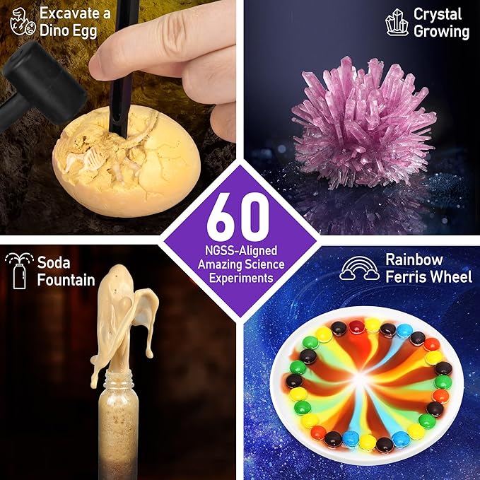Benben Science Kits for Kids Age 6-8, 60 Experiments Educational Toy, STEM Toys for 6 7 8 Year Old Boys Girls Birthday Gift, Volcano Science Kit, Chemistry Set for Homeschooling