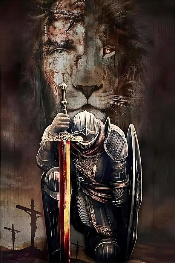 Jesus, The Paladin's Confession. 1000 Piece Wood Puzzle,Family Fun, Relaxation, Collections or Decoration and Gift Giving. Puzzle Size: 29.5x19.7 in and 1:1 Original Picture Poster