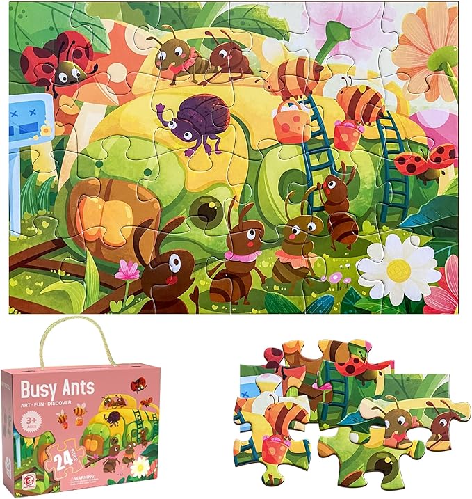 Jumbo Floor Puzzle for Kids,Large Jigsaw Puzzles 24 Piece for Kids Ages 3-5 (Busy Ants)