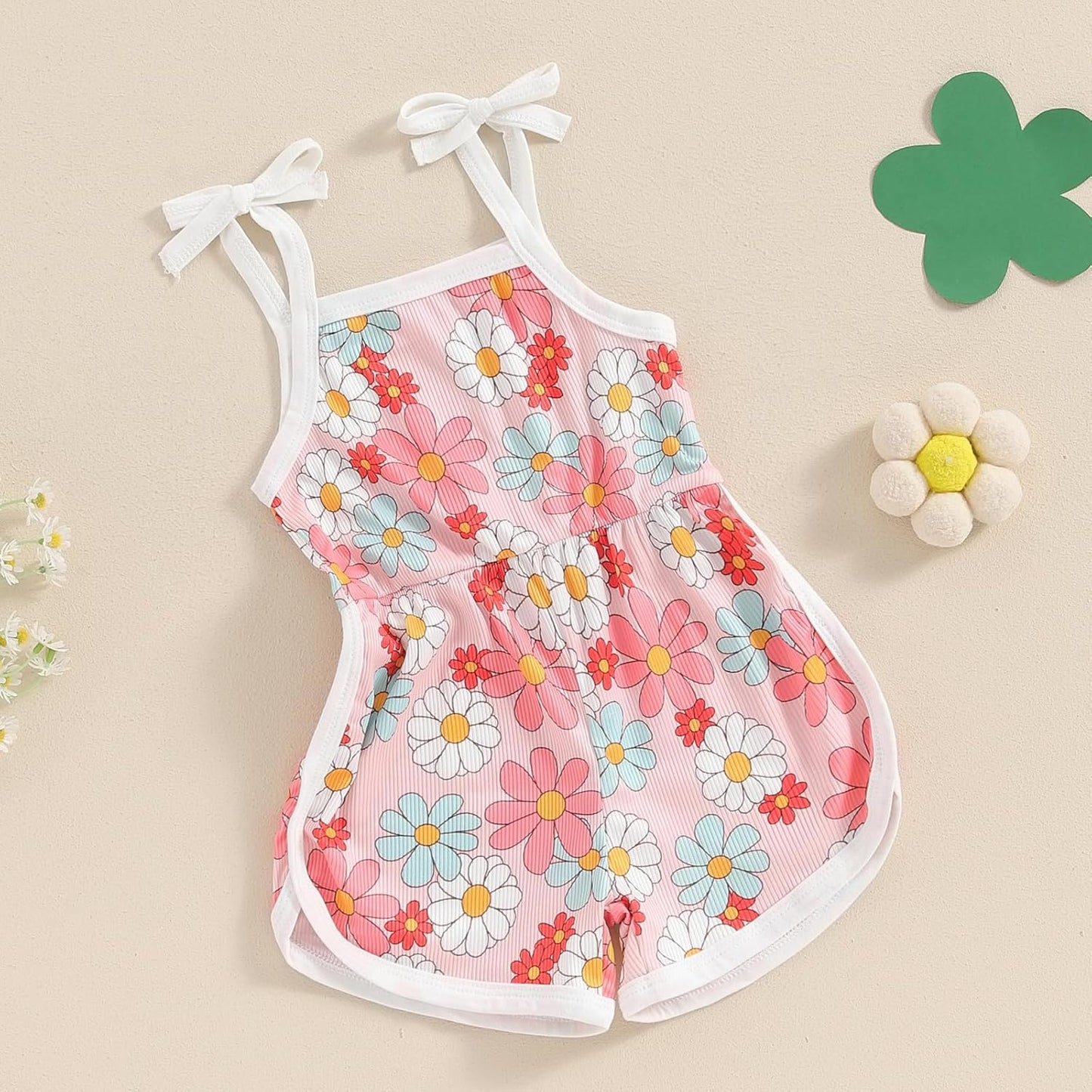 WZTYYDS Toddler Baby Girl Summer Clothes Floral Romper Tie-Up Strap Halter Jumpsuit Infant Summer Sling Playsuit 6M-3T
