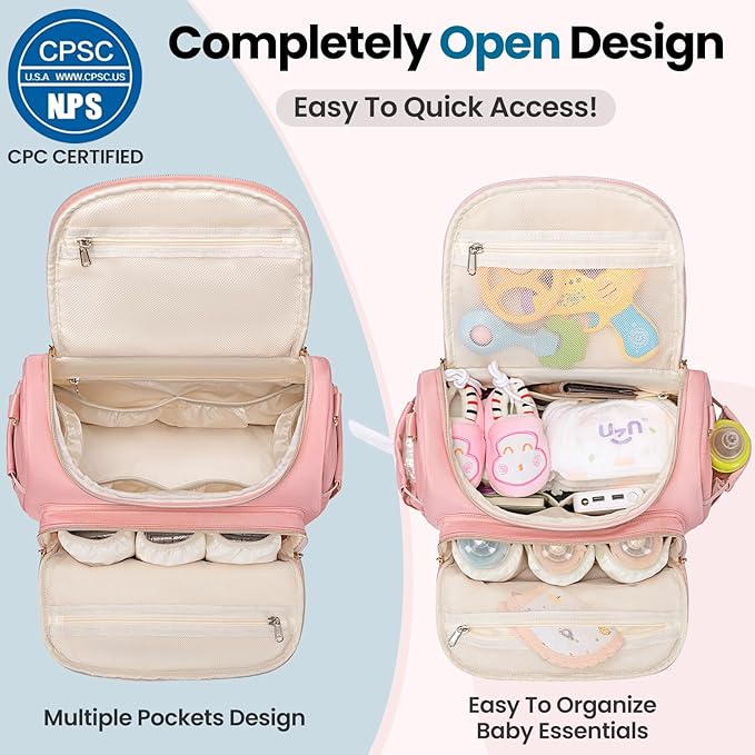 4 in 1 Convertible Diaper Bag Backpack,Waterproof Baby Diaper Bag with Changing Pad,Converts into Baby Tote Bag,Diaper Backpack,Stroller Bag and Crossbody Diaper Bag