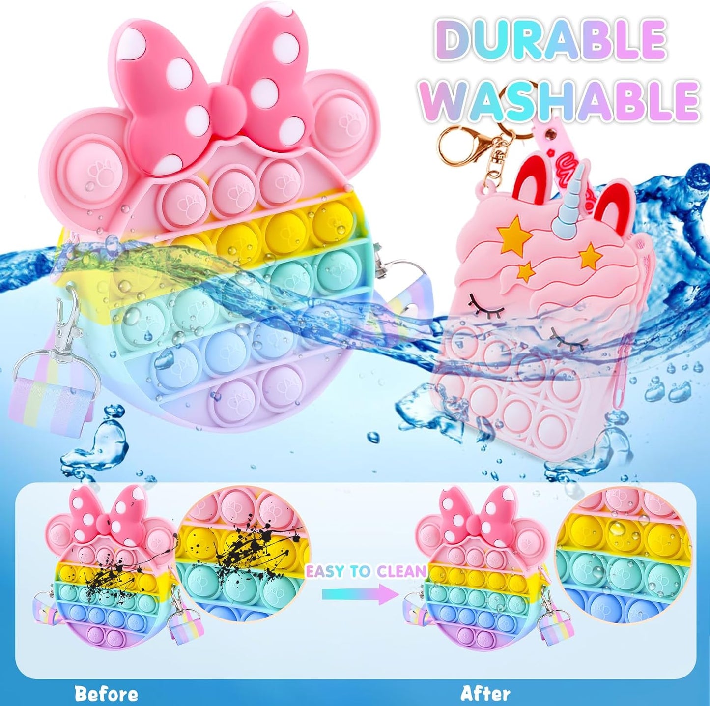 Aucma 2 Pack Purse for Girls Toys Wallet Animal Unicorn Crossbody Handbag Bag Kid 3 4 5 6 7 8 9 10 11 12 Years Old Birthday Valentines Gift 2022 Stocking Stuffers Christmas Stuff