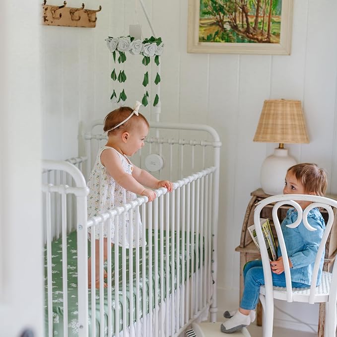 Crib Sheets Neutral - Fitted Baby Crib Sheets Bed for Girl Boy - 2 Pack Standard & Toddler Mattress (Butterfly Garden) - Buttery Soft Organic Cotton Blend