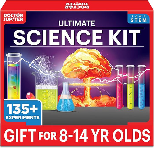 Doctor Jupiter Ultimate Science Kit, Chemistry Set for Kids Ages 8-10-12-14 | Birthday Gift Ideas for Boys & Girls 8,9,10+ Years Old| STEM Toy with 135+ Experiments| Learning & Educational Projects