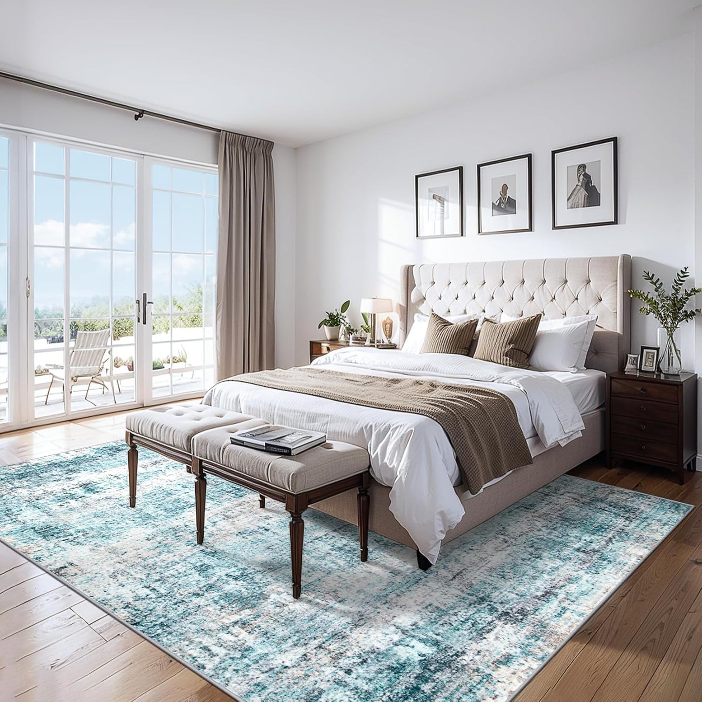 8x10 Area Rugs for Living Room - Washable Rug Modern Abstract Soft Large Neutral Non-Slip Carpet Indoor Floor Thin Carpets for Bedroom Dining Room Farmhouse Nursery Home Office Green