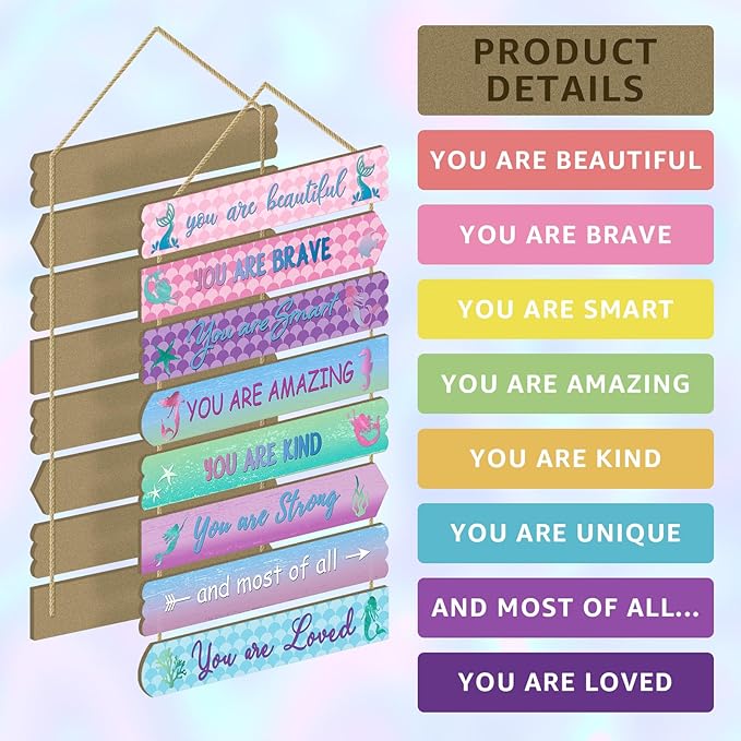 Mermaid Room Decorations For Girls, Kids Room Decor, Inspirational Wall Decor, Little Kids Bedroom Decor,Bedroom Deco For Teen Girls,Nursery Wall Deco(Mermaid)