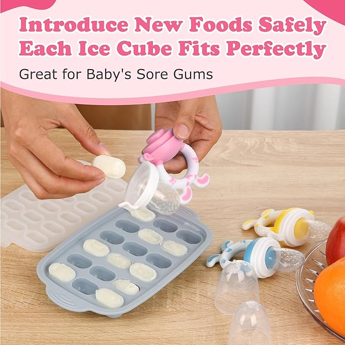 WAJIAYON Easter Bunny Baby Fruit Feeder/Food Feeder Pacifier - Infant Teething Feeders | Silicone Teether Feeder Baby | Food Pacifier for Babies Easter Gifts for Boys and Girls - Rabbit