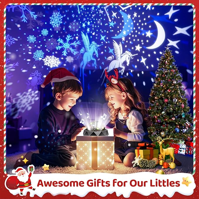 PIKOY Night Light Projector for Kids Room - 15 Colors, 15 White Noise, 3 Films, Remote - Rechargeable Star Lights for Ceiling, Bedroom - Gifts