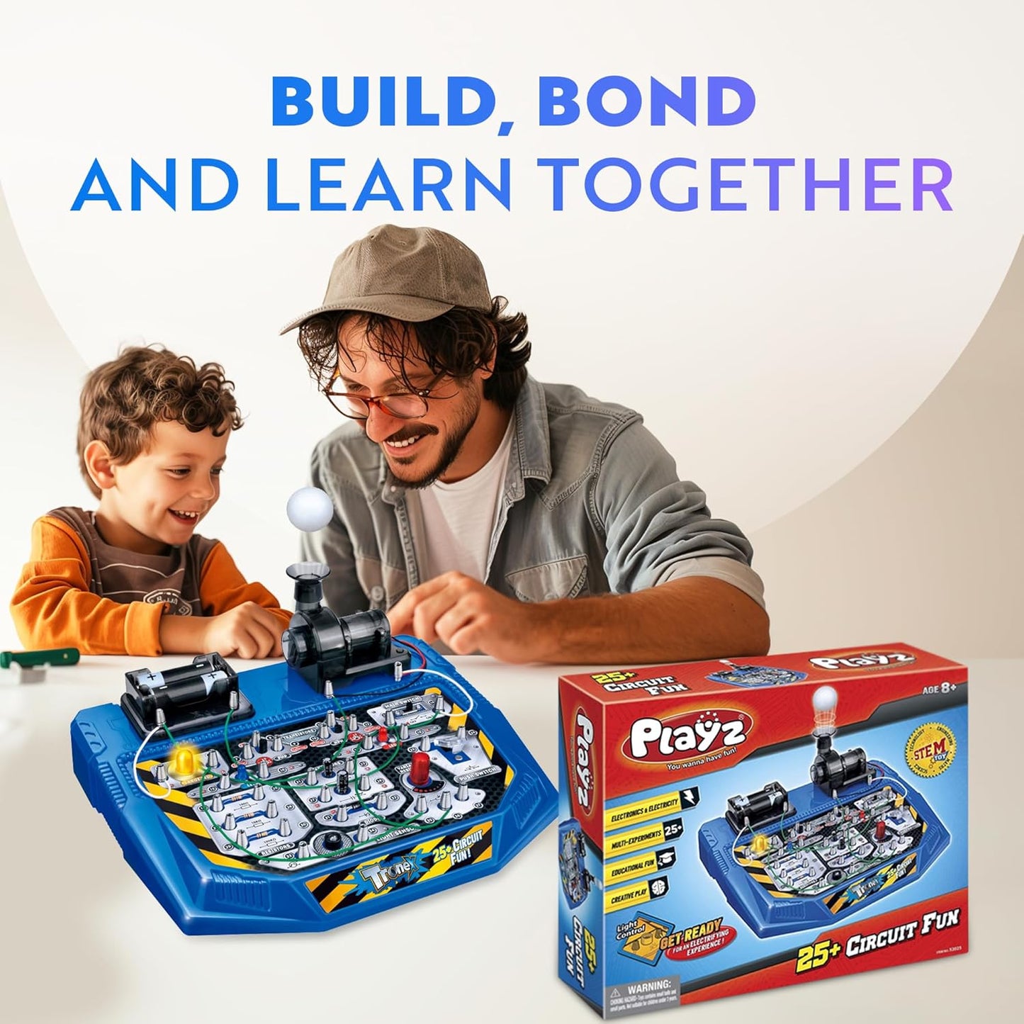 Playz Electrical Circuit Board Engineering Kit for Kids with 25+ STEM Projects Teaching Electricity, Voltage, Currents, Resistance, & Magnetic Science | Gift for Children Age 8, 9, 10, 11, 12, 13+