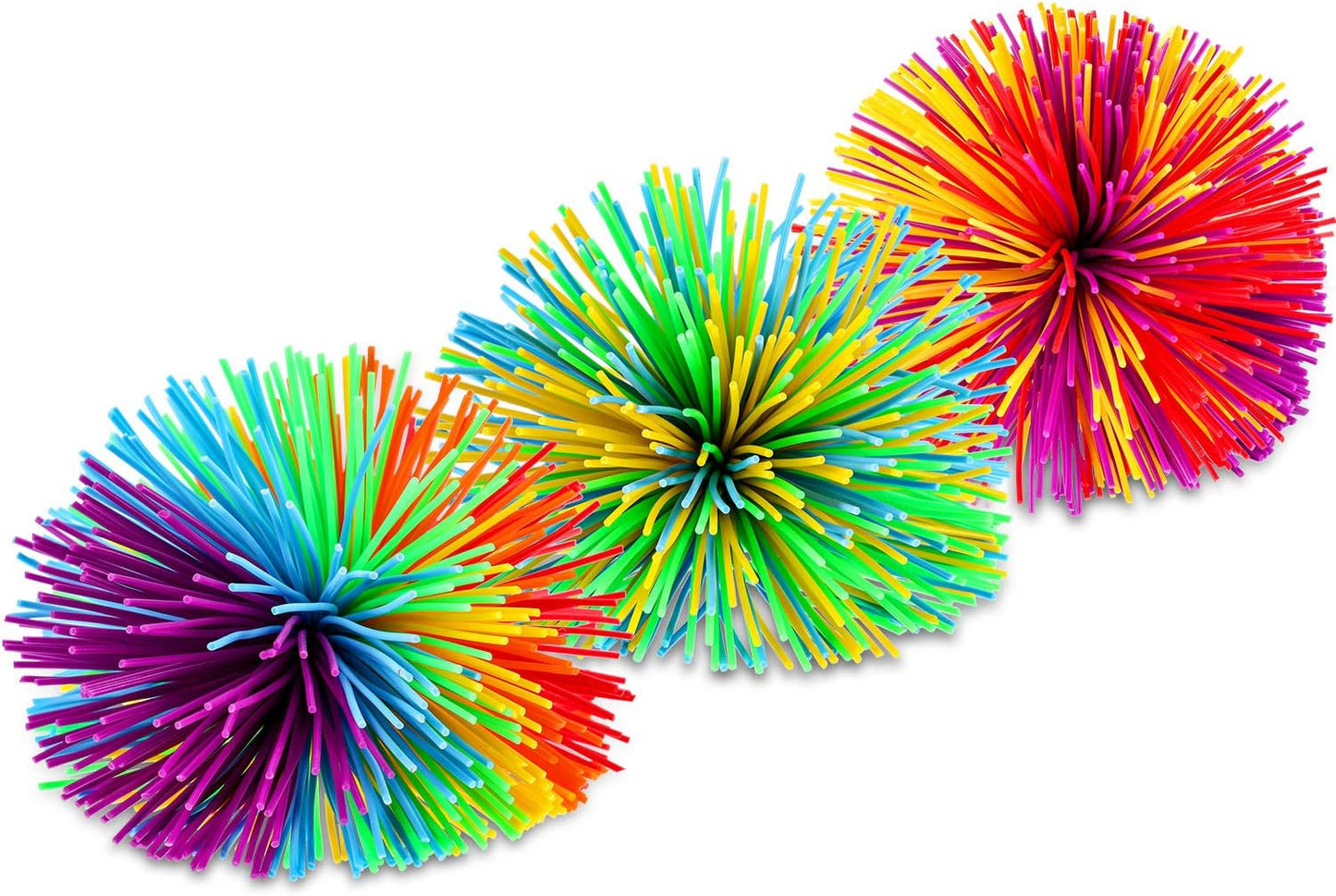 5 Pieces Monkey Stringy Balls Sensory Fidget Stringy Balls Soft Rainbow Pom Bouncy Stress Balls with Storage Bag, Multicolor (2.75 Inch 5 Pieces)