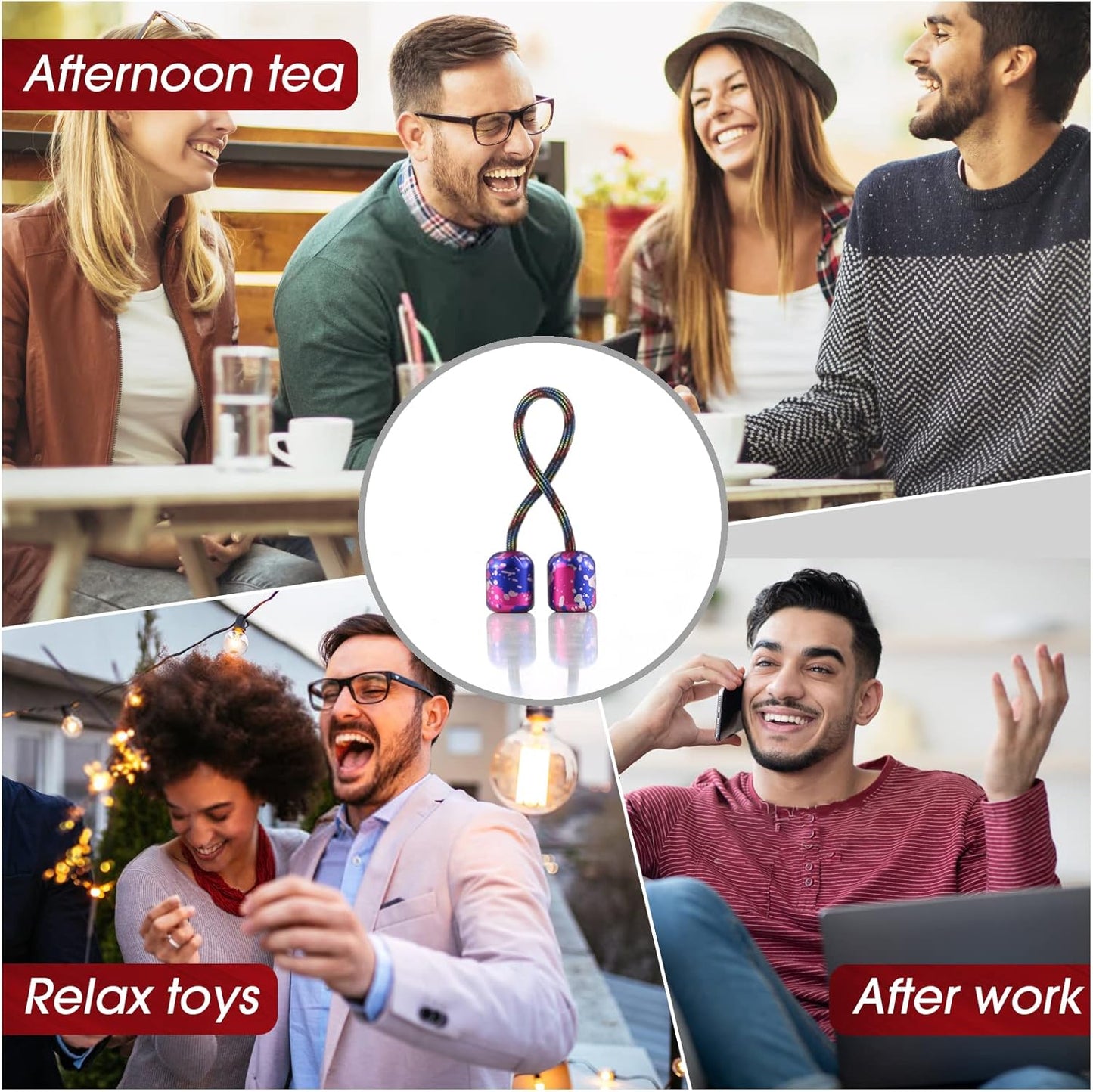 Begleri Fidget Beads - Worry Fidget Beads Spin & Bump - Made of Aluminum Alloy - for Men Women Youngs Skill Players Creates a Bit of Magic for You (Cala-Blue&White)