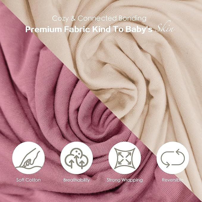 Baby Wraps Carrier, Baby Carrier Wrap Baby Wearing Wrap Newborn Wrap Carrier(7-30lbs), Baby Sling, Baby Carrier Sling for Newborn and Infant, Cream+Pink