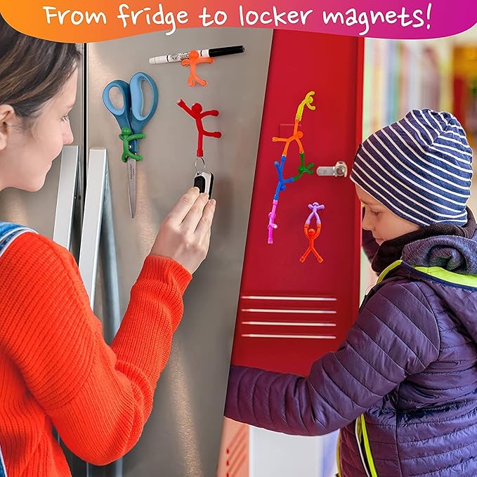 MAGMEN Enhanced Grip Magnetic Fidget Figures for Kids 3-8 & Toddlers | 40-Piece Mixed Colors Multipurpose Magnets Set for Travel, Road Trip, Office & Stocking Stuffer Gifts.