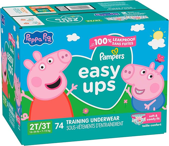 Pampers Training Pants - Easy Ups Girls & Boys - Size 2T-3T, 74 Count, Peppa Pig Potty Underwear (Packaging May Vary)