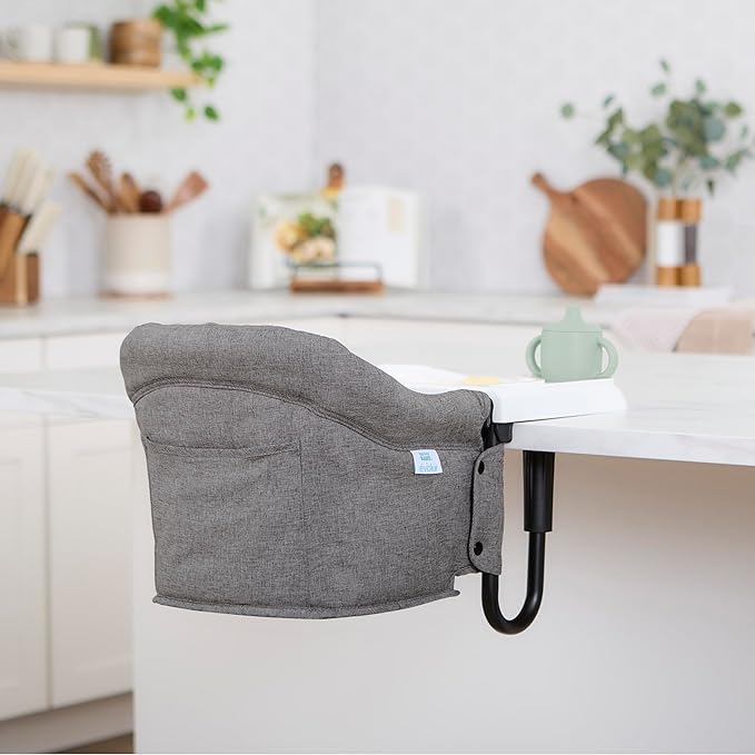 Evolur Clamp-On Comfort Table Chair | Removable & Washable Seat Cover, Dishwasher-Safe Tray, Foldable Design with Carry Bag | Portable High Chair for Babies & Toddlers (6–36 Months)