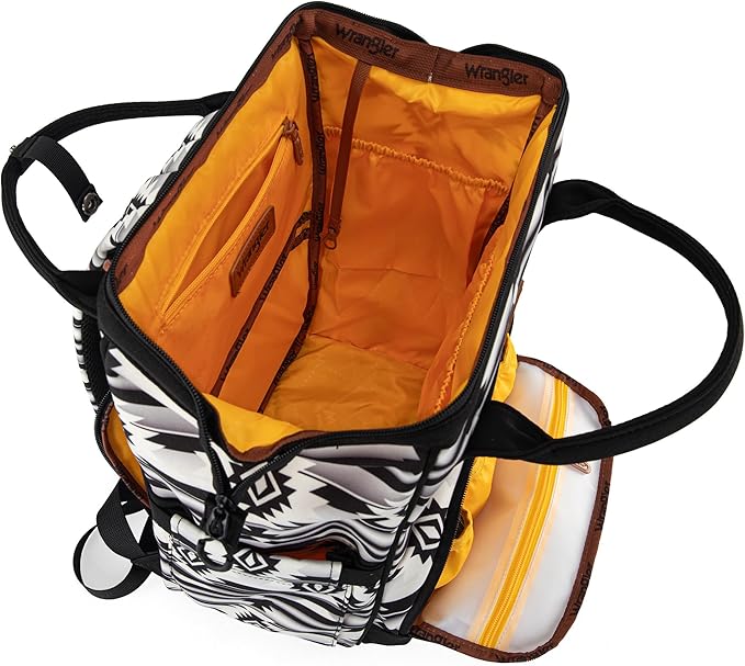 Montana West Wrangler Diaper Bag Backpack Aztec Travel Backpack Purses Western Multi-Function Baby Bags for Mom with Waterproof Insulated Pockets