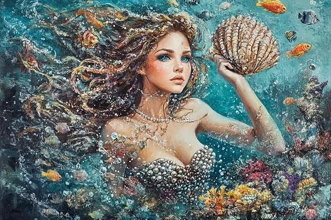 1000 Piece Jigsaw Puzzle - Mermaid Under The Sea - Adult Jigsaw Stress Relief Gift Poster Puzzle, Boxed Puzzle Assembly