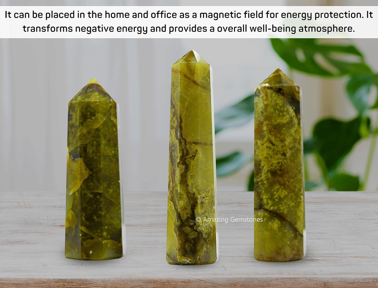 Amazing Gemstone Green Opal Crystal Towers - Natural Healing Crystal Point Obelisk for Reiki Healing and Crystal Grid (2 Inch to 3 Inch)