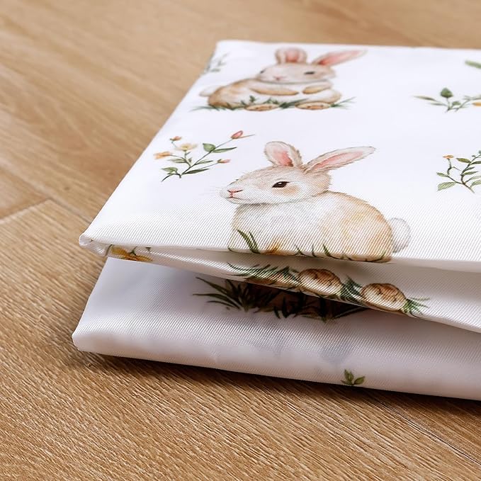 Baby Splat Mat for Under High Chair, 51 x 51 Inch Wipeable Splash Mat，Floor Protector，Wipe-Clean Tablecloth and Playing Mat (Rabbit)