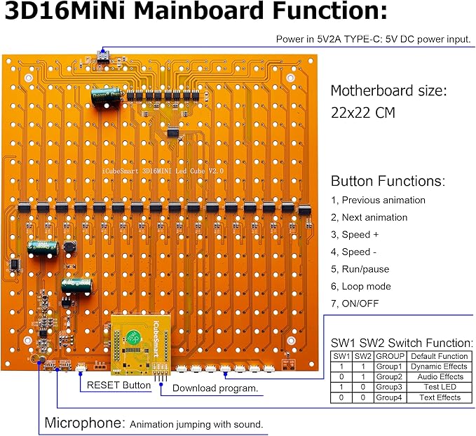 Mini 3D Led Cube DIY Electronics Kit Soldering Project Kit (3D16MINI-ALLBLUE-KIT)