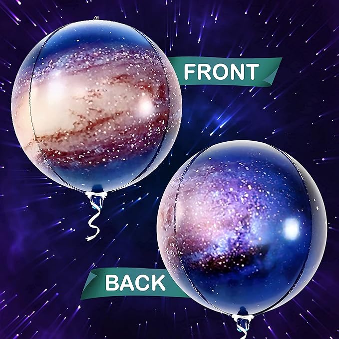 KatchOn, Big Galaxy Balloons - 22 Inch, Pack of 6, Earth Party Supplies | 360 Degree 4D Round Sphere Balloons for Space Themed Party Decorations | Planet Balloon for Outer Space Decorations
