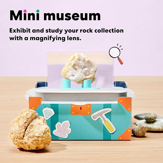 KiwiCo Volcano Science Kit for Kids Age 5 to 8 – STEM Science Kit & Educational Toy with Rock & Mineral Exploration, Real Geodes, Magnifying Lens, Display Case & Eruption Experiment