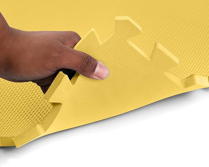 FlooringInc's 1/2" Soft Non-Toxic Baby Play Mat, Toddler Playmat, Colorful Puzzle PlayMat, Floor Mats for Kids & Babies, EVA Foam Interlocking Tiles for Nursery & Playroom | Yellow, 35 Tiles, 140 SqFt