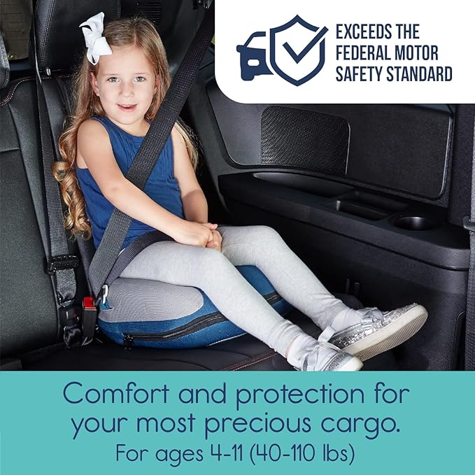 Hiccapop UberBoost Inflatable Booster Car Seat | Travel Booster Car Seat | Portable Booster Seat for Toddlers, Kids, Child (Navy/Gray)