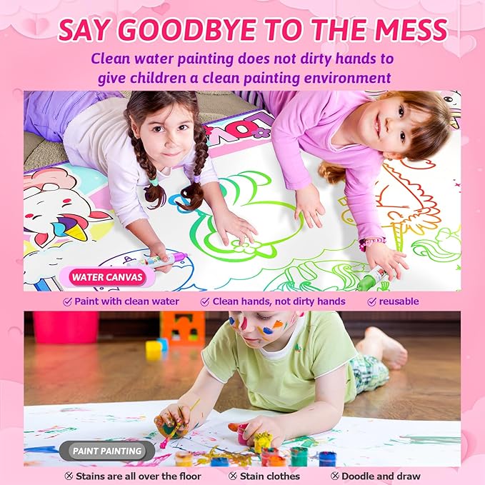 Water Doodle Mat,40 x 32 Inch Large Drawing Mat with Backpack,Educational Toys Gifts for Kids Boys Girls,Mess Free Painting for Toddlers Age 2 3 4 5 6 7 8 Year Old