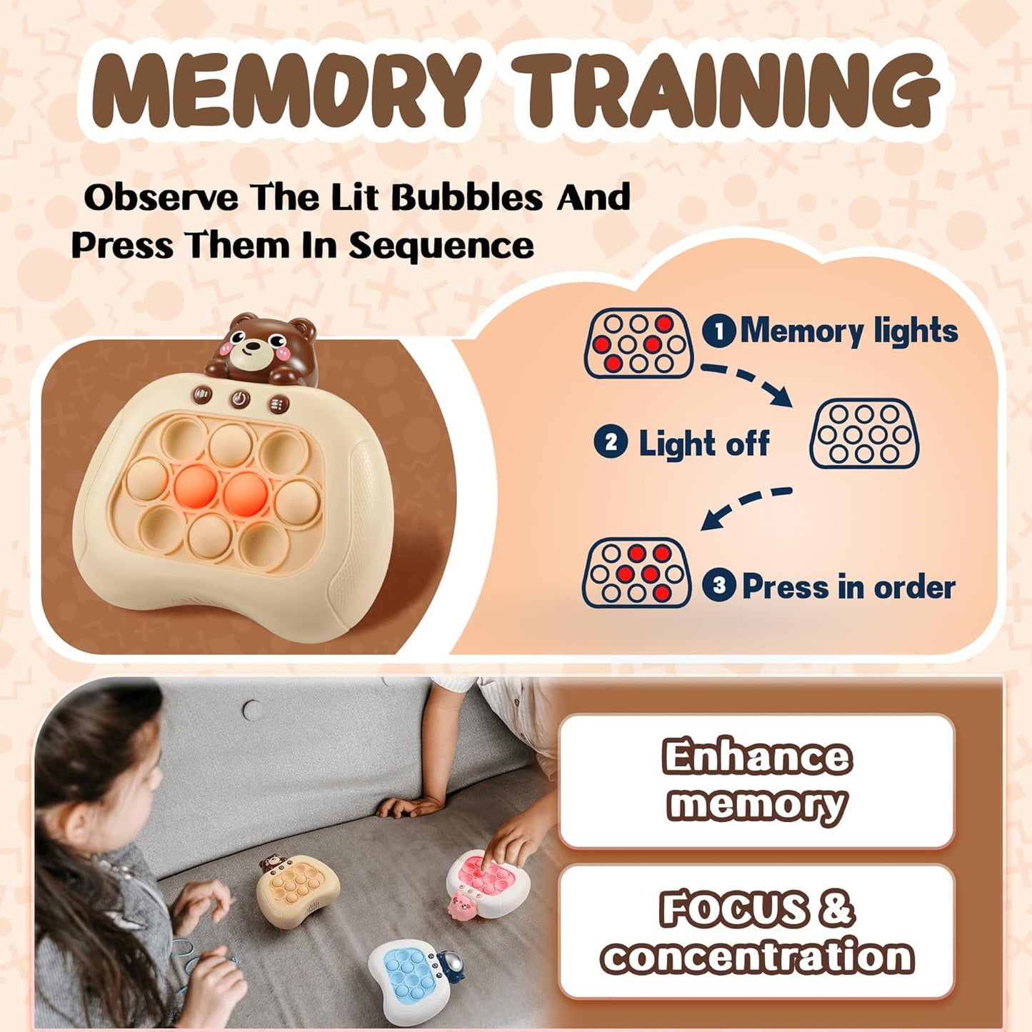 Push Game Console, Handheld Game for Kids 6-8 Years Old, Push Game, Bubble Pressure Glow Game, Autism Sensory Toy, Birthday Gift for Boys, Girls, Teens 8-12 Years Old.…