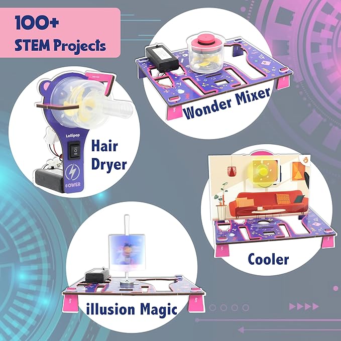 Butterfly EduFields 100+ STEM Projects | Girls Mini Engineering Kit for Ages 8 10 12 15 Years | Ultimate DIY Science Experiments for Kids | Educational Engineering Toys Best Birthday Gift idea