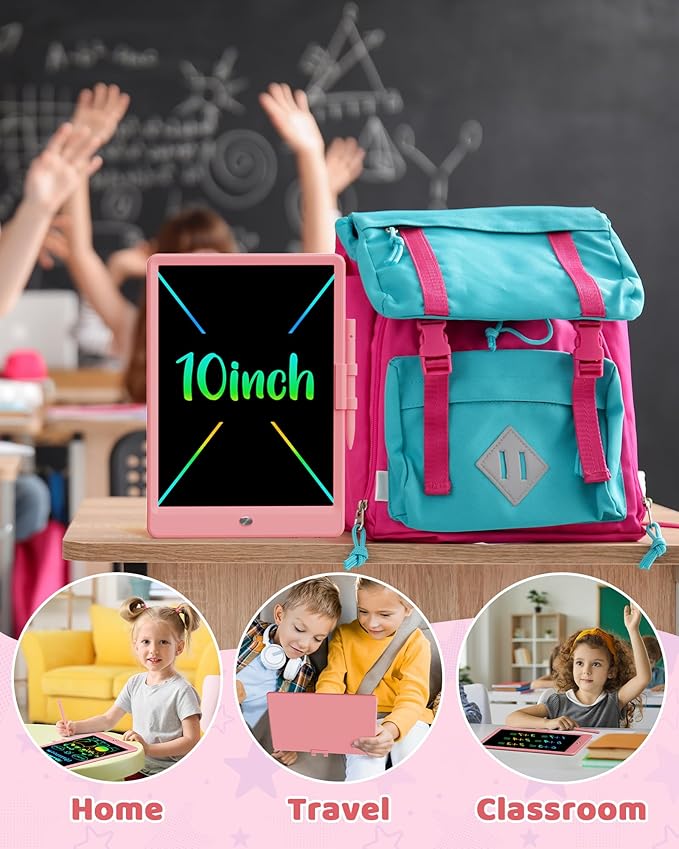 UCIDCI LCD Writing Tablet Doodle Board 10 Inch - Colorful Screen Electronic Toddler Drawing Tablet Drawing Pad, Educational Learning Kids Toys for 3 4 5 6 7 8 Year Old Kids Girls Boys