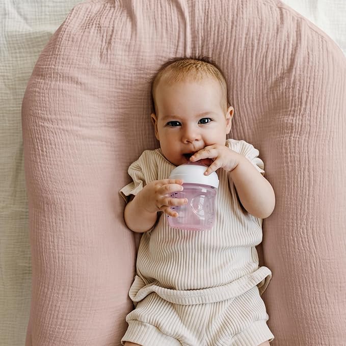 Muslin Bassinet Fitted Sheets, 2 Pack for Baby Boy and Girl, Soft Breathable Stretchy Baby Pad/Mattress Sheet Set, Universal Fit for Hourglass Oval and Rectangle Bassinet Mattress (Gentle Colors)