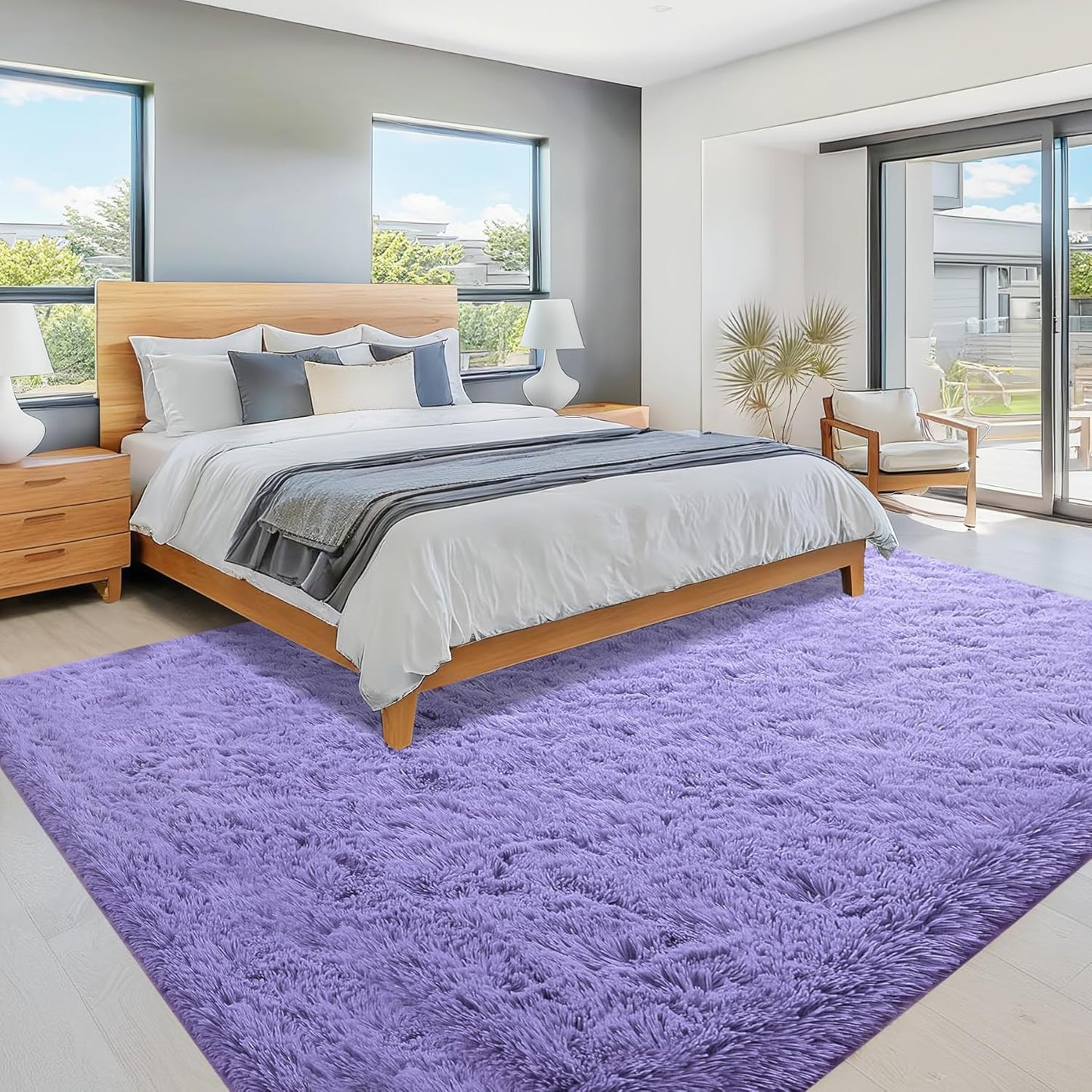 6x9 Area Rug for Living Room: Fluffy Shag Soft Washable Rugs Large Fuzzy Plush Indoor Carpet for Bedroom Nursery Playroom Kids Girls Boys Room (Purple, 6'x9')