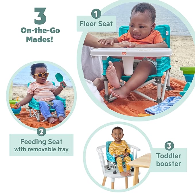 Bright Starts Disney Finding Nemo Pop 'N Sit Portable Booster, Indoor/Outdoor Use, Floor Seat with Feeding Tray, 6 Mos - 3 Yrs