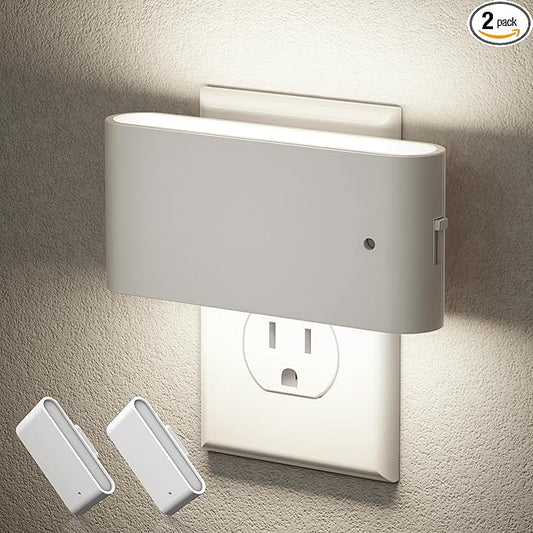 JandCase LED Night Lights Plug into Wall, Night Light with Dusk to Dawn Light Sensor, Dimmable Night Light Plug in [2 Pack], 5000K Cool White Nightlight for Bedroom Hallway Kids Room Kitchen