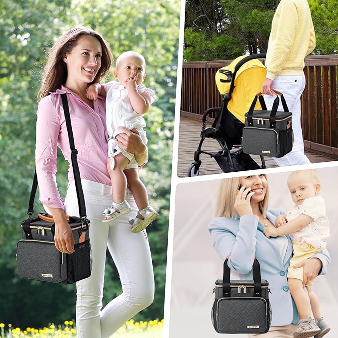 Breastmilk Cooler Bag with Ice Pack Fits 6 Baby Bottles up to 9 Ounce, Breast Milk Pump Cooler Bag for Nursing Mom Daycare, Work, Travel-Dark Grey