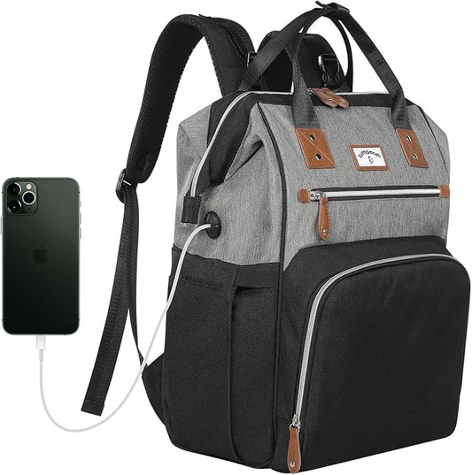 Diaper Bag Backpack:Baby Bag Large Tote Diaper bag for Boys and Girls, Men's Diaper Backpack, Women's Shoulder Mommy Bag, 2 Kids Nappy bag for mom and dad Black Grey