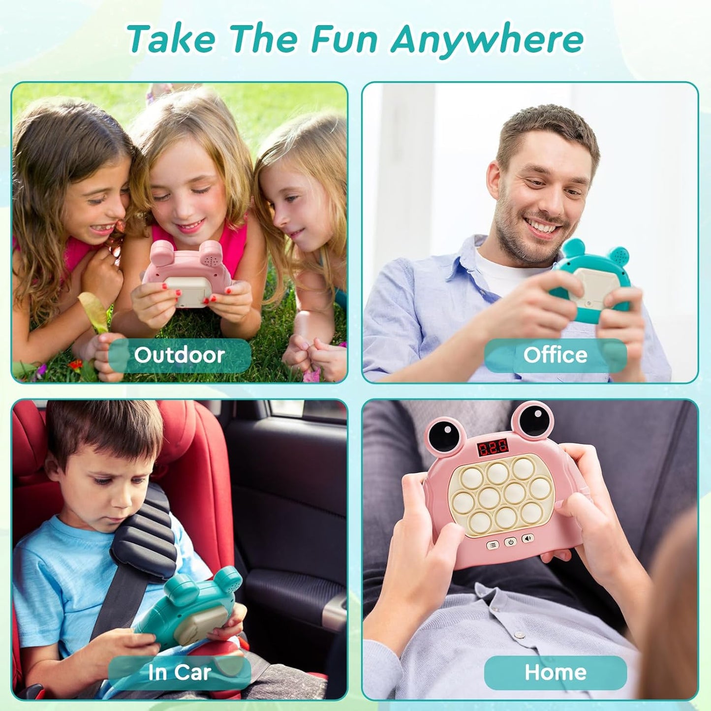 Fast Push Bubble Game, Light Up Fidget Toys, Fast Push Sensory Toys, Stress Relief Bubble Pop Puzzle Game Machine for Kids and Adults