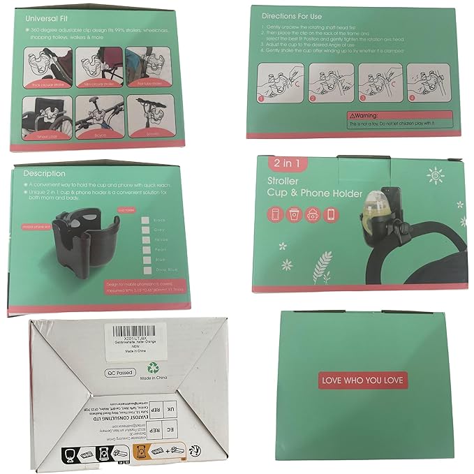 Suranew Adjustable Stroller Cup Holder with Phone Holder for Baby Stroller for Family Members (Orange)