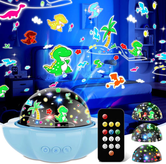 Dinosaur Toys for 3-10 Year old Boys,7-in-1 Kids Night Light Projector with 3 Films 93 Effects, Remote, Timer, 360° Rotation, Birthday Christmas Xmas Gifts Stocking Stuffers for Kids Age 3 4 5 6