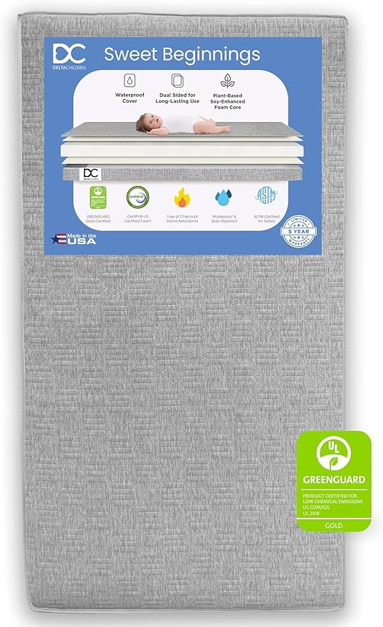 Delta Children Poppy 6-Piece Baby Nursery Furniture SetIncludes: Convertible Crib, Dresser, Changing Top, Mattress, Sheets, & Changing Pad, Bianca White w/Natural