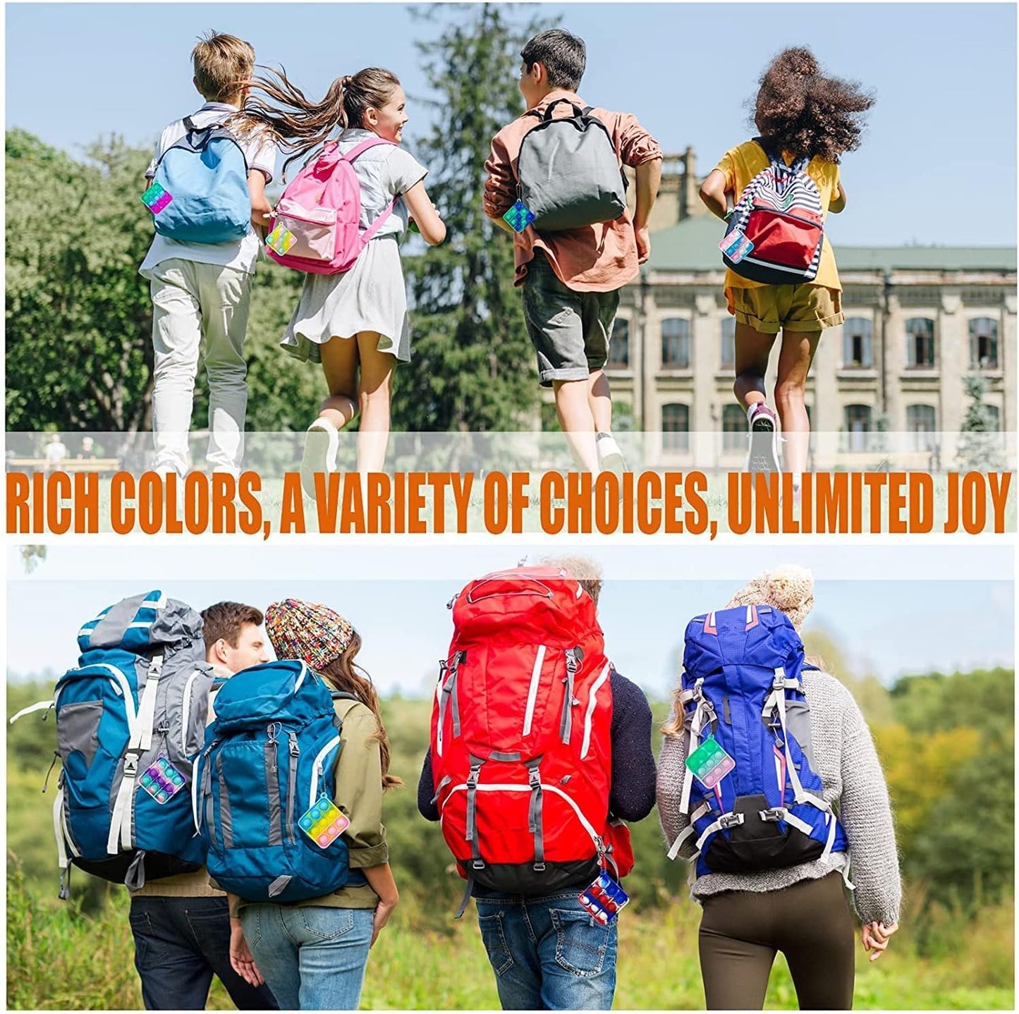 80 pcs Random Color Mini Squeeze Pop Bubble Fidget Sensory Toys, Mini Keychain Wrap Small Relieve Anxiety Stress Toy, Pop Bulk Silicone Classroom Prize for Kids Adult Party Gift