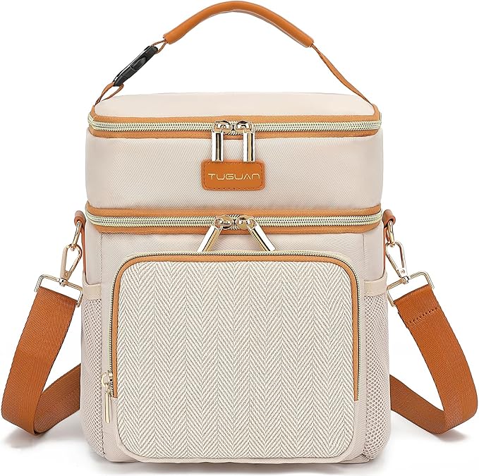 Double Layer Breastmilk Cooler Bag with Ice Pack Insulated Travel Bag for Baby Bottle Breast Milk Storage & Feeding Fits 6 Bottles Up to 9 Ounces Portable Leakproof Bottle Bag for Travel Daycare