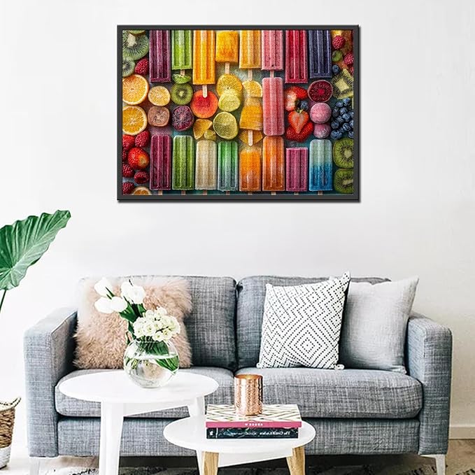 Jigsaw Puzzles 1000 Pieces for Adults-Ice Summer Tropical Fruits Popsicles Puzzle-Challenging Puzzle Perfect for Game Nights-DIY Home Wall Decor-Frozen Fruit -Summer Popsicles Puzzles Art 27" x 20"