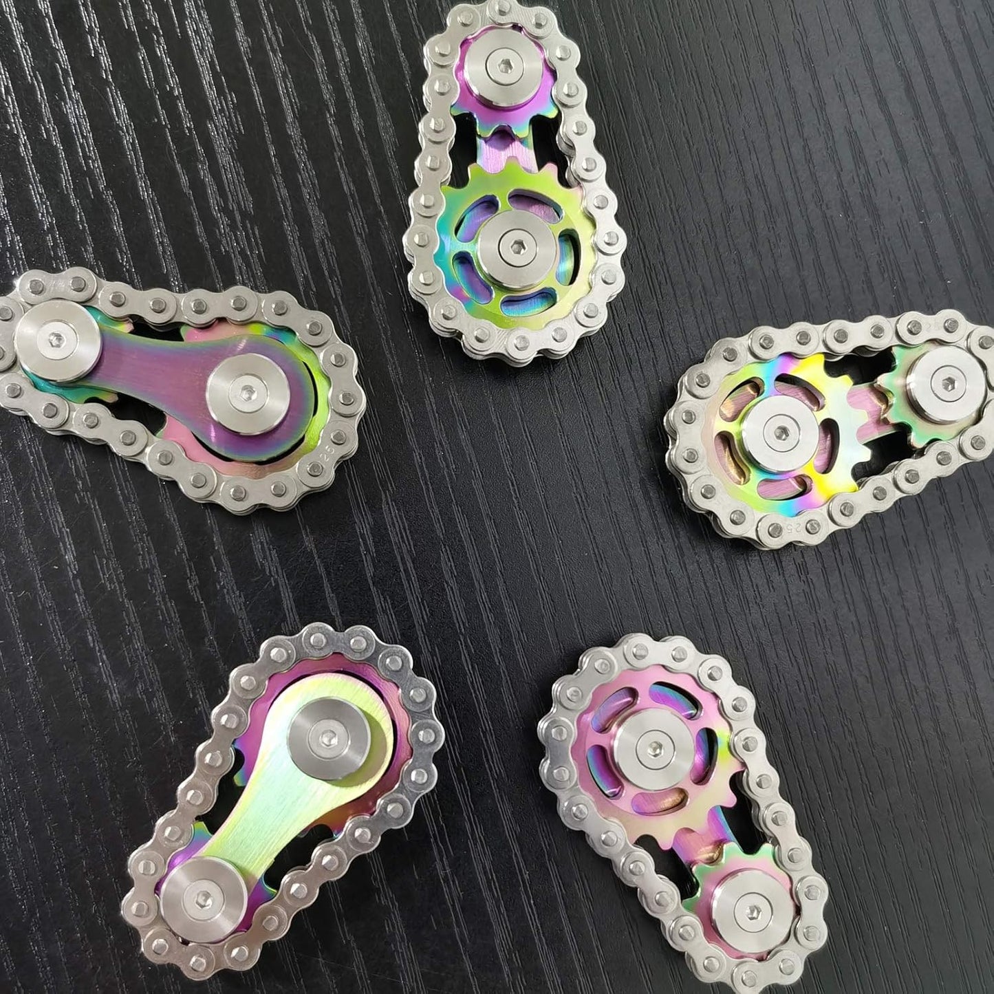 Sprocket Fidgets Chain Stainless Steel Fidget Cube Gears Linkage Bike Chain Novelty Fidget Block Kinetic Desk Toy Metal EDC Focus Meditation Break Bad Habits ADHD (Colorful)
